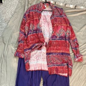 Chicos size three light weight pants in purple. O top and tank pictures to come